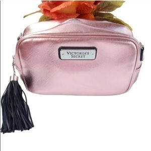 Victoria's Secret Shiny Pink Mini Bag | EUC | Black Tassel, Heart Charm